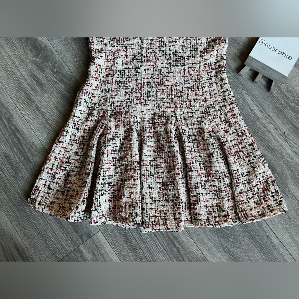 En Saison Everleigh Tweed Boucle Metallic Pleated Sleeveless mini dress L NWT - Picture 11 of 16